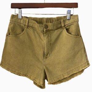 Young Fabulous & Broke  YFB Cali Shorts Green, Dolphin Frayed Hem, Medium